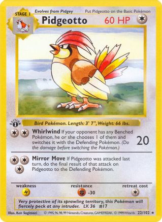 Pidgeotto (022/102) - BS  - Rare - Unlimited