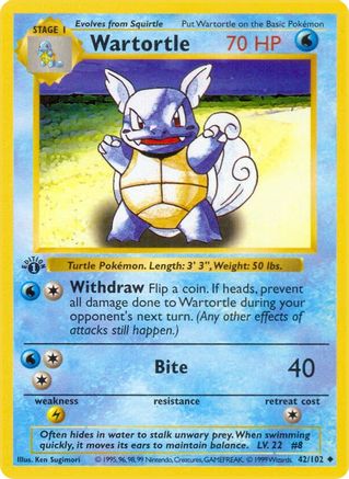 Wartortle (042/102) - BS  - Uncommon - 1st Edition