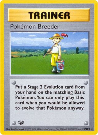 Pokemon Breeder (076/102) - BS  - Rare - 1st Edition