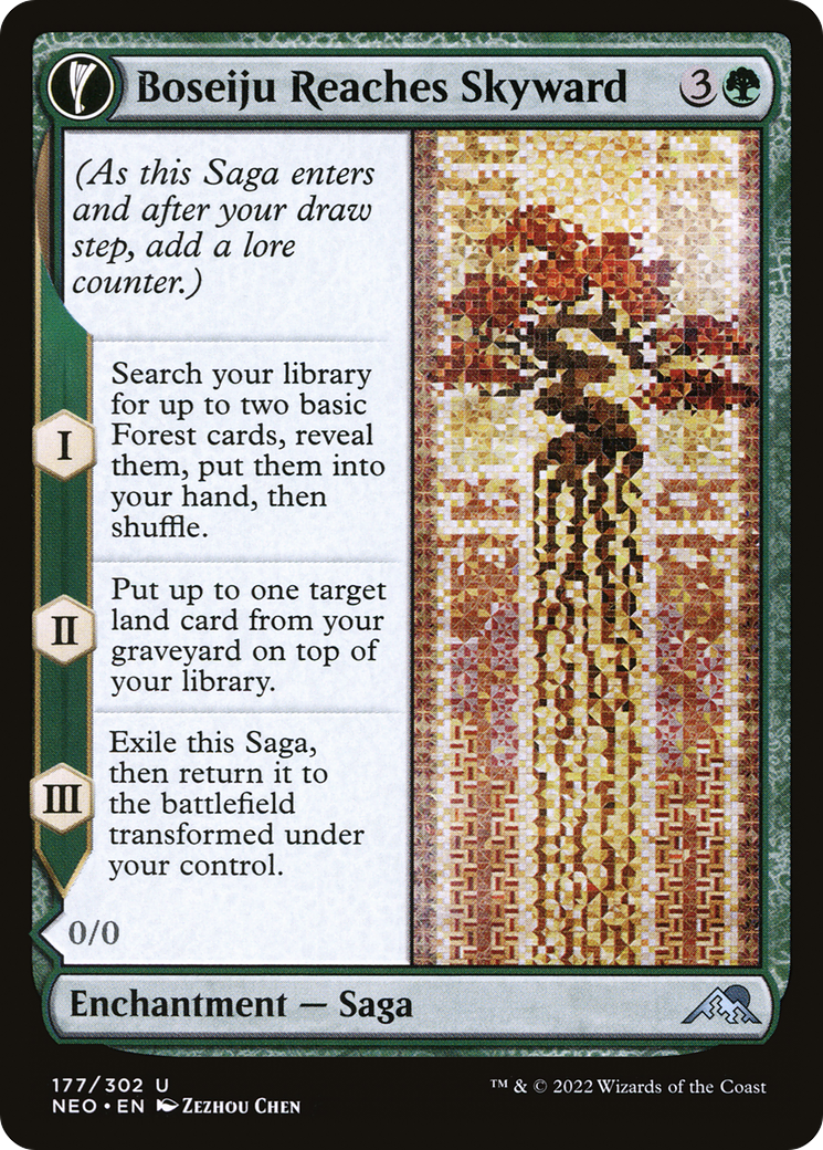 Boseiju Reaches Skyward // Branch of Boseiju (NEO-177) - uncommon: (fandfc, enchantment)