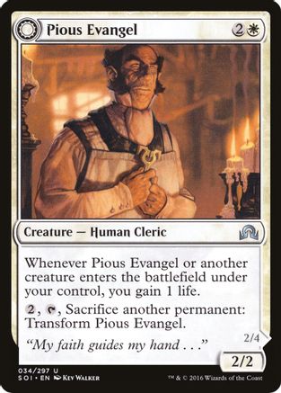 Pious Evangel // Wayward Disciple (SOI-034) - uncommon: (Double Faced Transform) - Foil