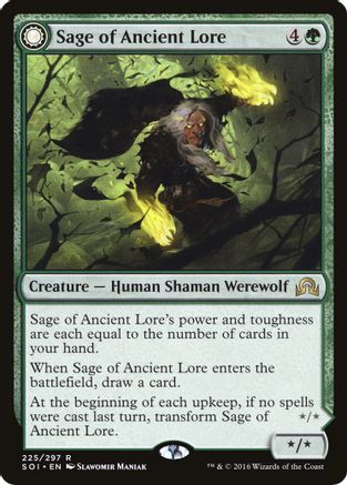Sage of Ancient Lore // Werewolf of Ancient Hunger (SOI-225) - rare: (Double Faced Transform)