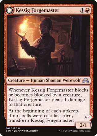 Kessig Forgemaster // Flameheart Werewolf (SOI-169) - uncommon: (Double Faced Transform)