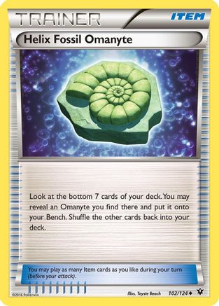 Helix Fossil Omanyte (102/124) - XFC  - Uncommon - Reverse Holofoil