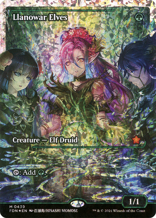Llanowar Elves (FDN-439) - mythic: (Showcase) - Foil