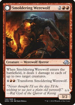 Smoldering Werewolf // Erupting Dreadwolf (EMN-142) - uncommon: (mooneldrazidfc) - Foil