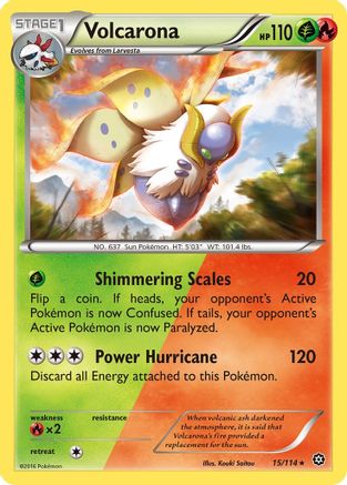 Volcarona (015/114) - XSS  - Rare - Reverse Holofoil