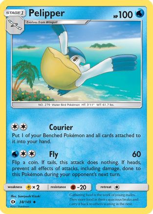 Pelipper (038/149) - SBS  - Uncommon - Reverse Holofoil