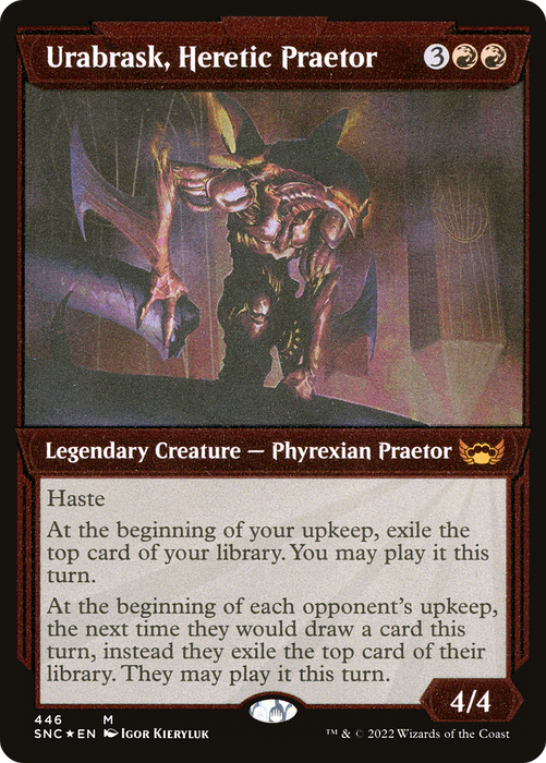 Urabrask, Heretic Praetor (SNC-446) - mythic: (Showcase) - Etched Foil