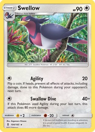 Swellow (104) - SGR  - Rare - Reverse Holofoil