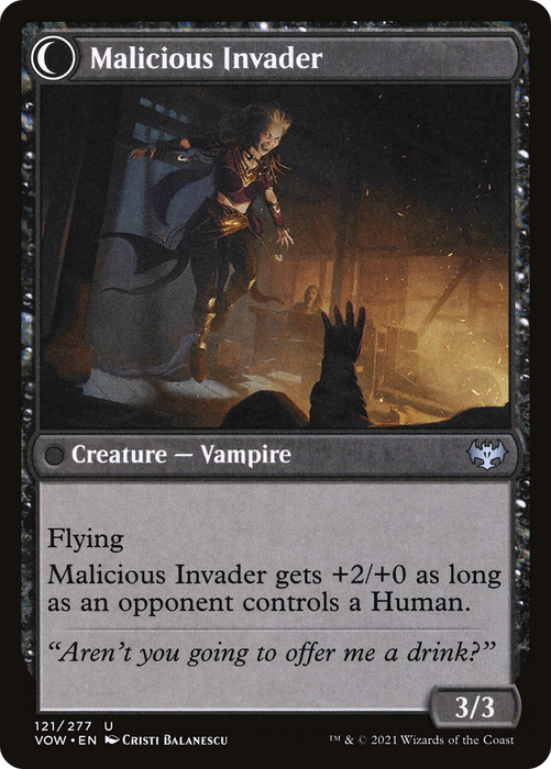 Innocent Traveler // Malicious Invader (VOW-121) - uncommon: (Double Faced Transform) - Foil