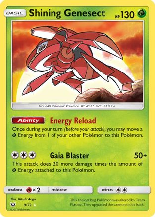 Shining Genesect (009/73) - SL  - Shiny Holo Rare - Holofoil