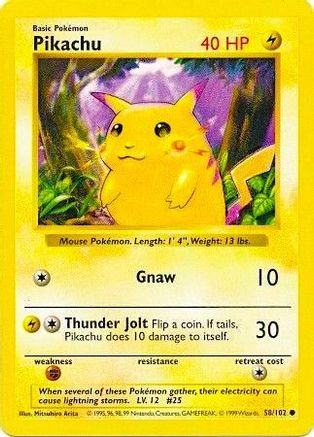 Pikachu (Red Cheeks) (058/102) - BS  - Common - Unlimited