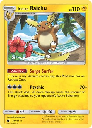 Alolan Raichu (031/111) - SCI  - Holo Rare - Holofoil