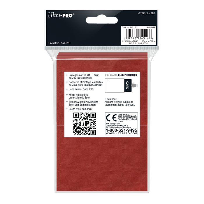 Ultra PRO: Standard 100ct Sleeves - PRO-Matte (Red)