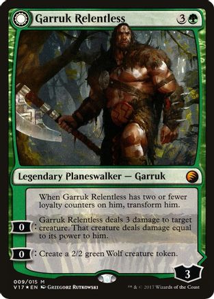 Garruk Relentless // Garruk, the Veil-Cursed (V17-009) - mythic: (Double Faced Transform) - Foil