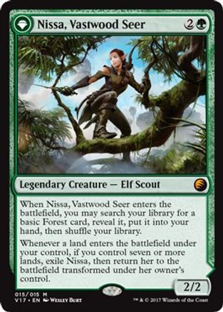 Nissa, Vastwood Seer // Nissa, Sage Animist (V17-015) - mythic: (originpwdfc) - Foil