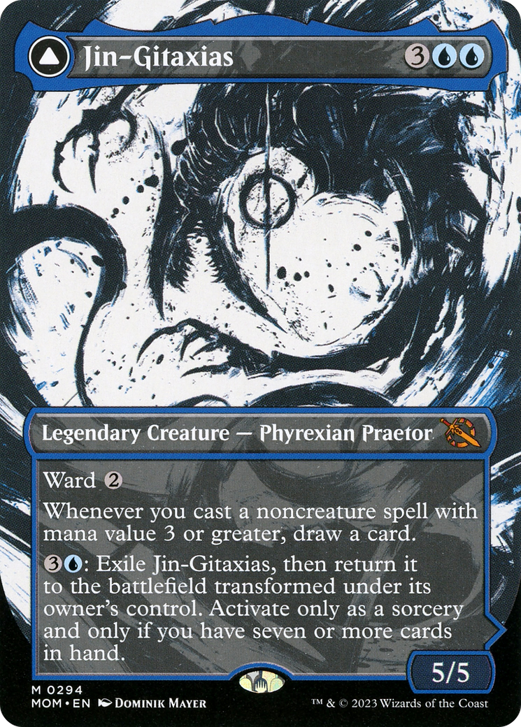 Jin-Gitaxias // The Great Synthesis (MOM-294) - mythic: (Showcase) (Borderless) - Foil