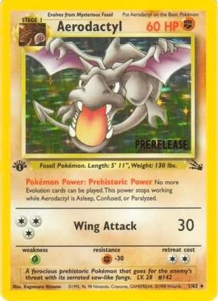 Aerodactyl (Prerelease) (001/62) - WP  - Promo - 1st Edition Holofoil