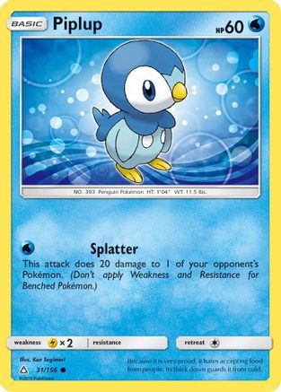Piplup (31) (031/156) - SUP  - Common - Reverse Holofoil