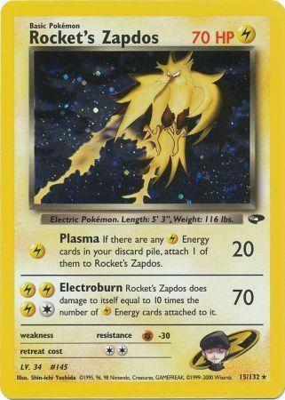 Rocket's Zapdos (015/132) - GC  - Holo Rare - Unlimited Holofoil