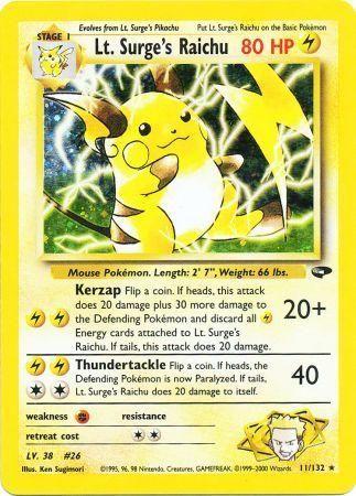 Lt. Surge's Raichu (011/132) - GC  - Holo Rare - Unlimited Holofoil