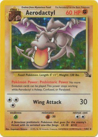 Aerodactyl (1) (001/62) - F  - Holo Rare - Unlimited Holofoil