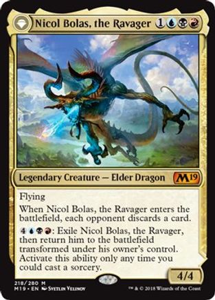 Nicol Bolas, the Ravager // Nicol Bolas, the Arisen (M19-218) - mythic: (originpwdfc) - Foil