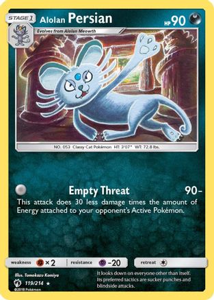 Alolan Persian (119/214) - SLT  - Rare - Reverse Holofoil