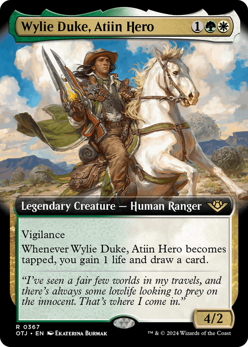 Wylie Duke, Atiin Hero (OTJ-367) - rare: (Extended Art) - Foil