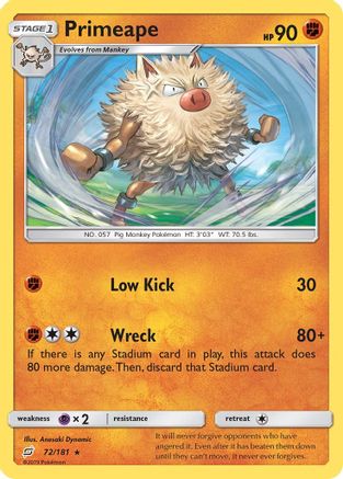 Primeape (072/181) - STU  - Rare - Reverse Holofoil