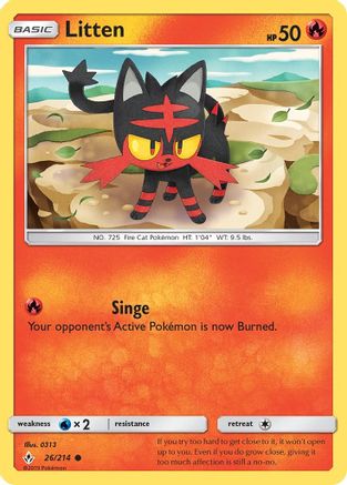 Litten (26) (026/214) - SUB  - Common - Reverse Holofoil