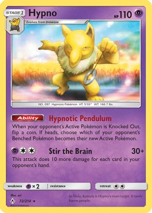 Hypno (072) - SUB  - Rare - Reverse Holofoil