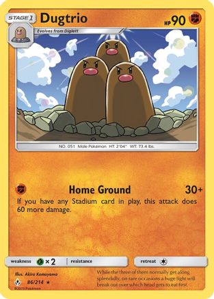 Dugtrio (086) - SUB  - Rare - Reverse Holofoil