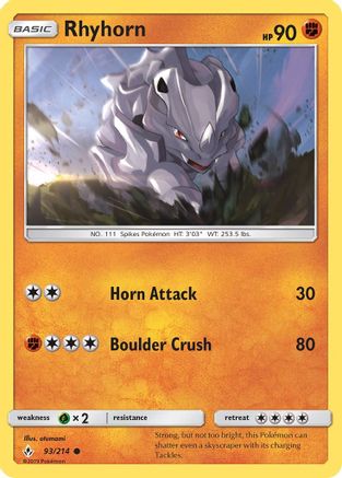 Rhyhorn (93) (093/214) - SUB  - Common - Reverse Holofoil