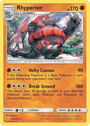 Rhyperior (095/214) - SUB  - Rare - Reverse Holofoil