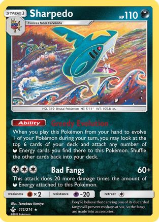 Sharpedo (111/214) - SUB  - Rare - Reverse Holofoil