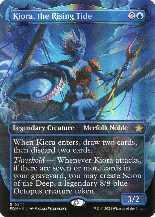 Kiora, the Rising Tide (FDN-377) - rare (Borderless) - Foil
