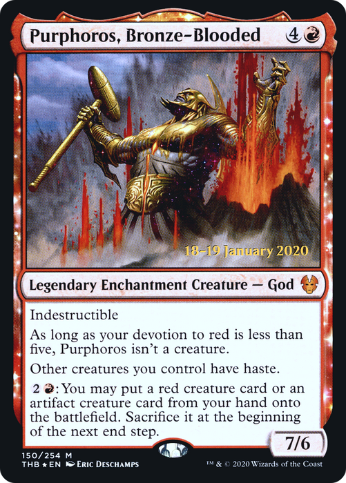 Purphoros, Bronze-Blooded (PRE-150S) - mythic: (enchantment) - Foil