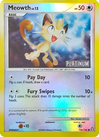 Meowth (106/146) - BKP  - Promo - Reverse Holofoil