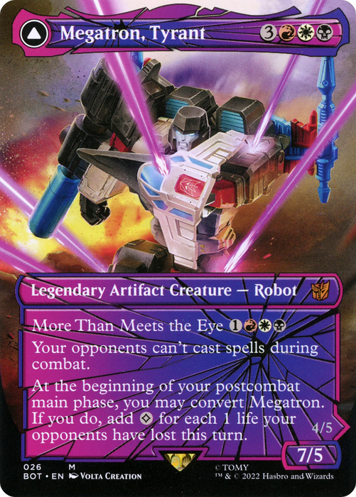 Megatron, Tyrant // Megatron, Destructive Force (BOT-026) - mythic: (convertdfc, shatteredglass) (Borderless) - Foil