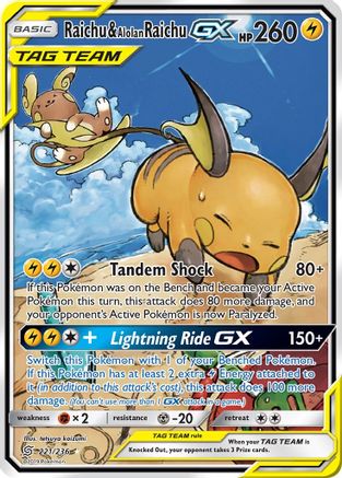 Raichu & Alolan Raichu GX (Alternate Full Art) (221) - SUM  - Ultra Rare - Holofoil