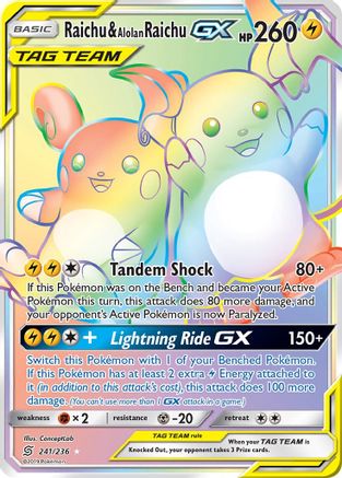Raichu & Alolan Raichu GX (Secret) (241) - SUM  - Secret Rare - Holofoil