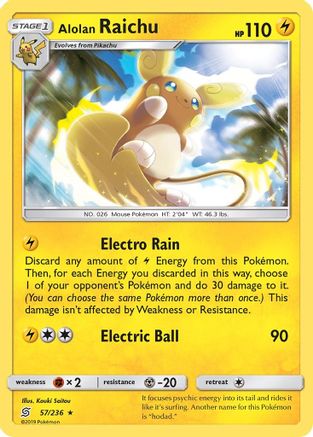 Alolan Raichu (057/236) - SUM  - Holo Rare - Reverse Holofoil