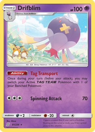Drifblim (081/236) - SUM  - Rare - Reverse Holofoil