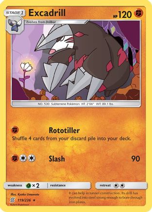 Excadrill (119) - SUM  - Rare - Reverse Holofoil