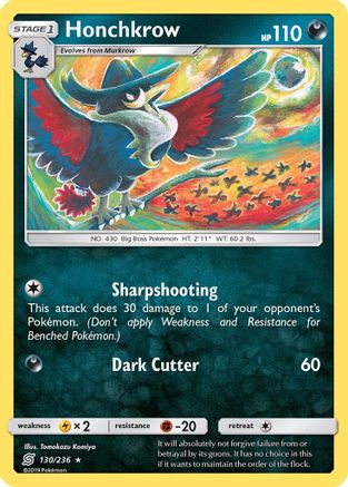 Honchkrow (130/236) - SUM  - Rare - Reverse Holofoil