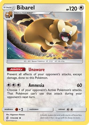 Bibarel (172) - SUM  - Uncommon - Reverse Holofoil