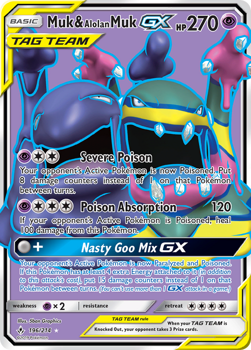 Muk & Alolan Muk GX (196) (Full Art) (196) - SUB  - Ultra Rare - Holofoil