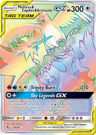 Moltres & Zapdos & Articuno GX (Secret) (069/68) - HF  - Secret Rare - Holofoil